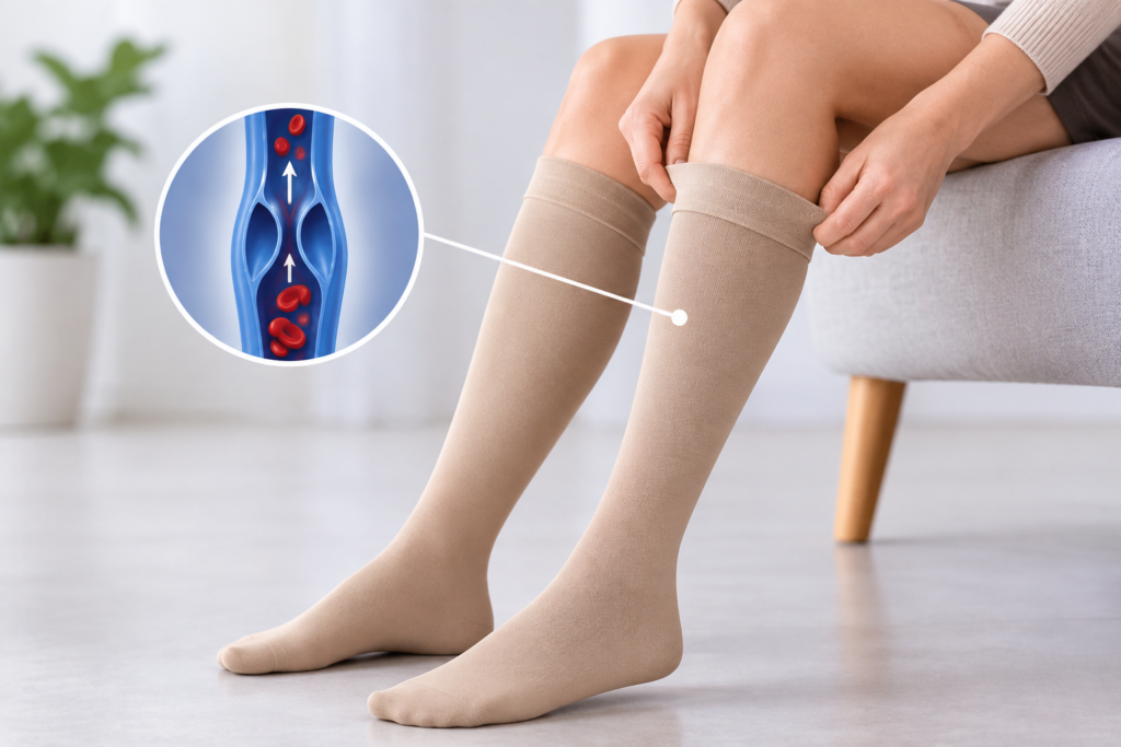 Compression stockings for healthy leg circulation